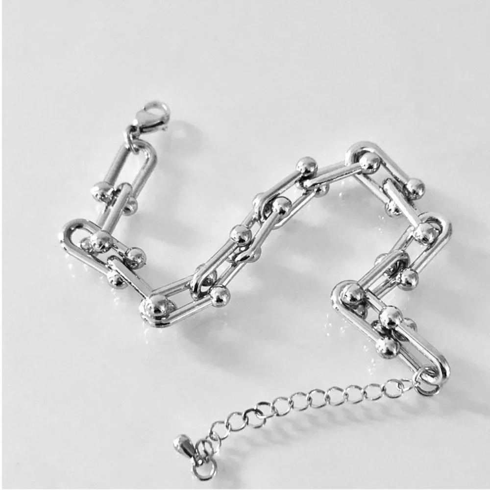 Silver Hardwear Small U Link Bracelet